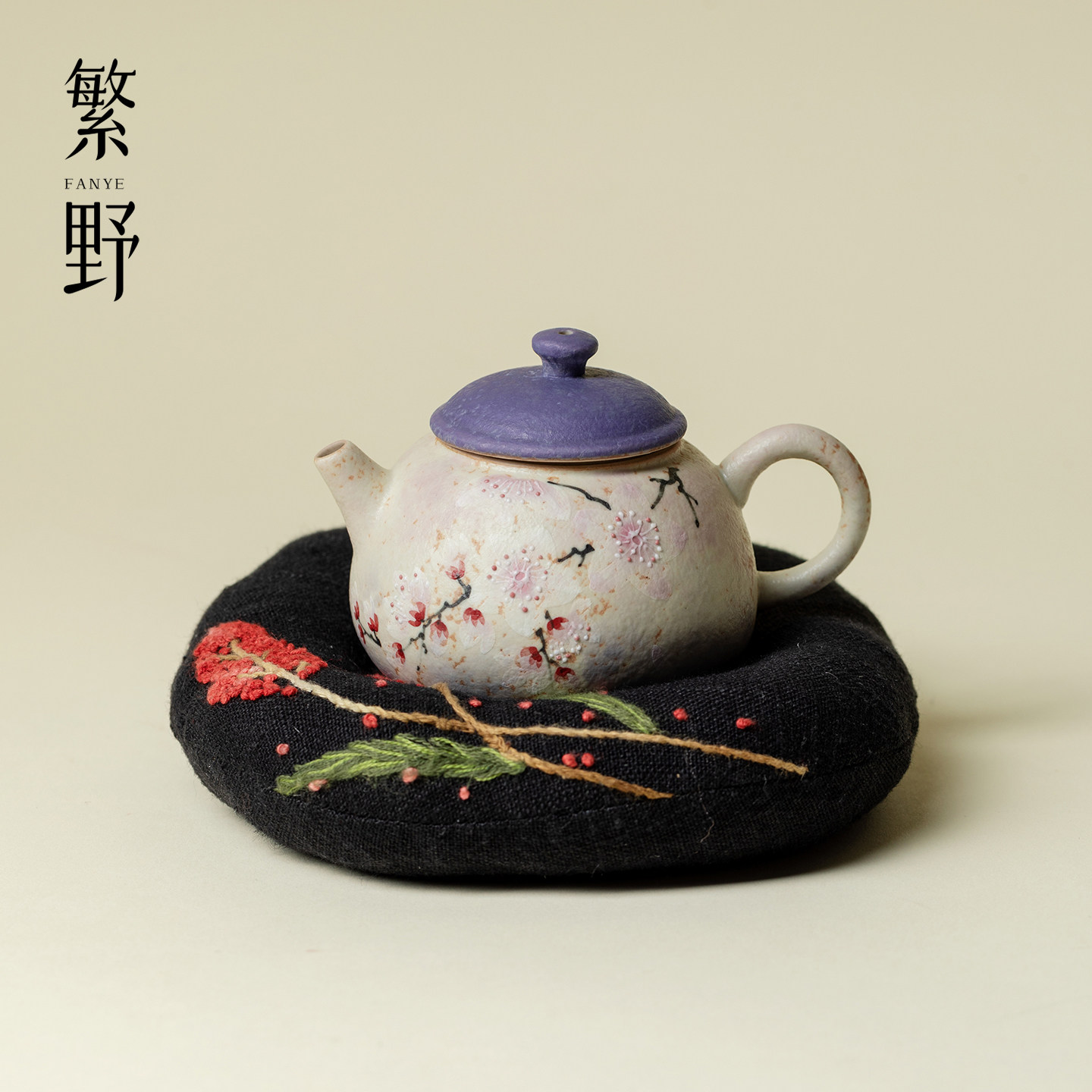 繁野 棉麻刺子绣红高粱茶壶垫子防烫隔热垫茶杯垫马克杯咖啡杯垫图片