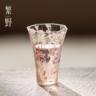 梅暄玻璃六方主人杯高硼硅玻璃主人杯轻奢个性 繁野 品茗杯茶水杯