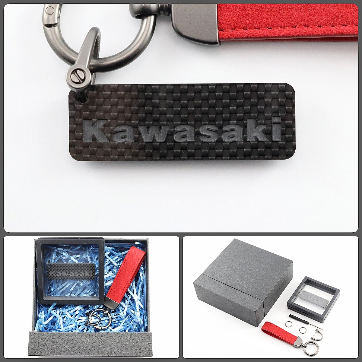 川崎Kawasaki碳纤维 重机巡航车摩托钥匙扣挂件男女礼物高级定制