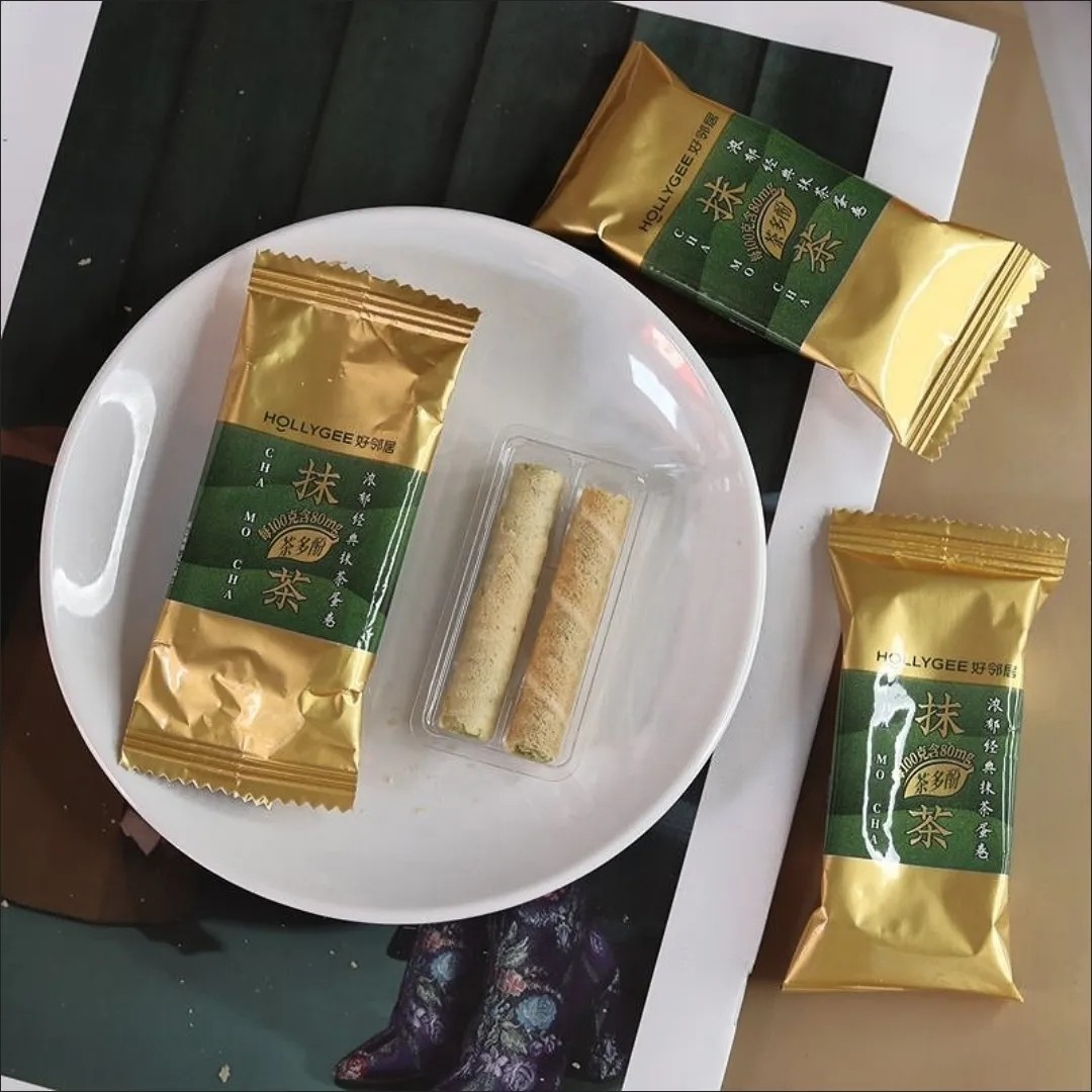 好邻居浓郁经典抹茶夹心蛋卷饼干酥脆办公室休闲追剧露营解馋零食