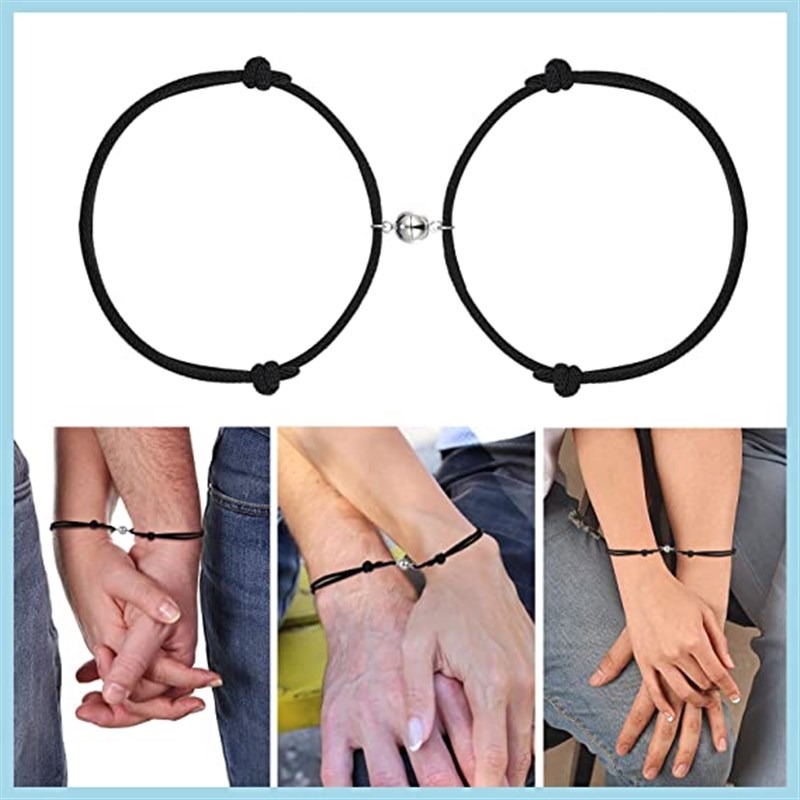 新品2023 Hot Magnet Bracelet Couple Handmade Adjustable Rope