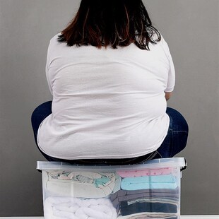 凡高透明塑胶收纳箱特大号衣物整理箱学生书箱被子有盖透明收纳箱