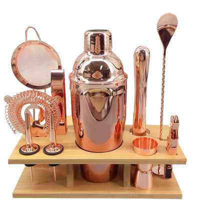 11pcs 750ML C75-11-WGD-34  Rose Gold Color Bartender Kit Wit