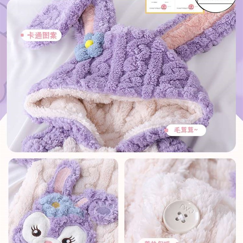 儿童法兰绒睡衣女童秋冬加绒加厚珊瑚绒女孩中长款2023家居服套装