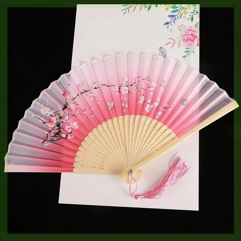 女档黑色手绘塑料扇骨学生扇子折扇中国风古风霸气和风C