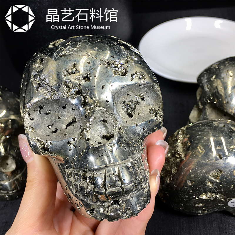 新品天然秘鲁黄铁矿原石摆件头骨球灯塔矿标本奇石矿物晶体非黄铜