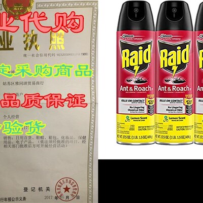 Raid Ant & Roach Killer Lemon Scent, 17.5 OZ (3)