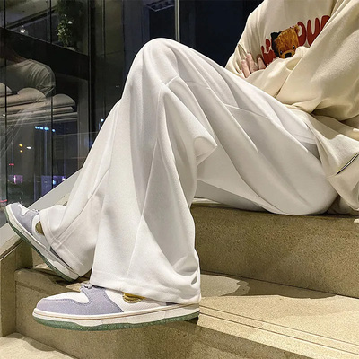 Black Mens Sweatpants Loose Straight Casual Mopping Pants S