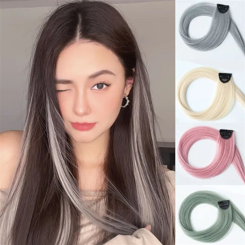 彩色假发片女长短发挑染渐变隐形无痕自然一片式直发接发条挂耳染