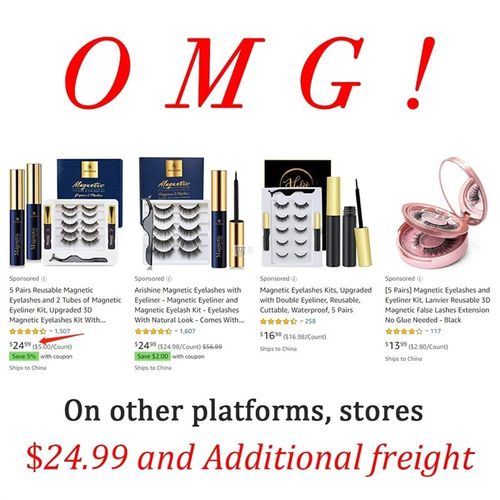 10Pairs Eye Lashes Magnetic Eyelashes and Eyeliner Set False