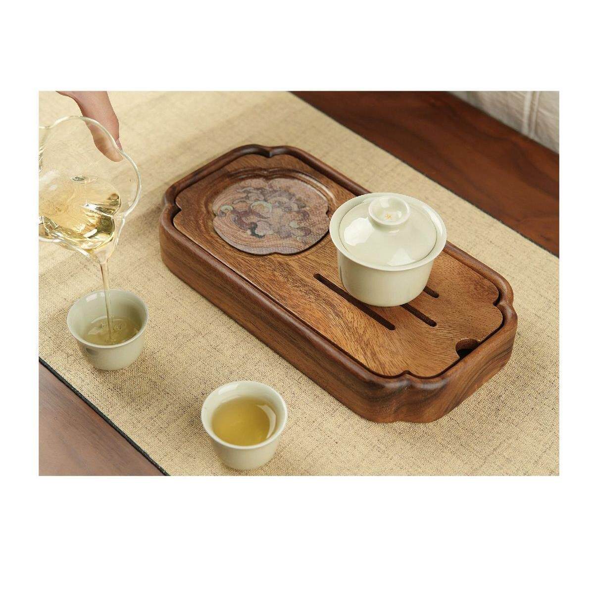 南美胡桃木新中式小型沥储水茶盘纯实木功夫茶台办公室家用茶托盘