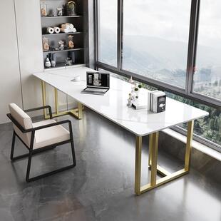 岩板长条桌子靠墙窄书桌极简家用阳台卧室床边桌工作台办公电脑桌