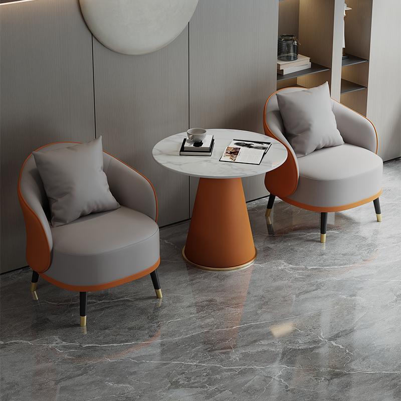 现代轻奢单人沙发椅奶茶店咖啡厅休闲沙发售楼处接待洽谈桌椅组合