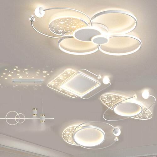 现代简约客厅吸顶灯 星空感LED 50cm铁艺三色变光吸顶灯 全屋110c