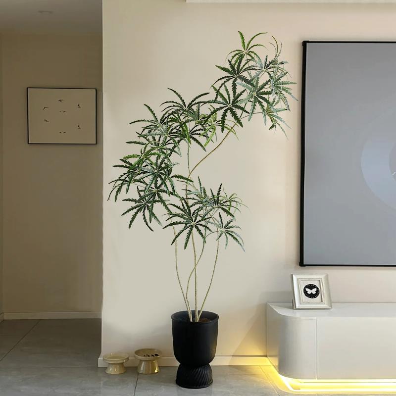 大型仿真绿植孔雀木室内客厅落地装饰花高级仿生植物盆栽盆景摆件