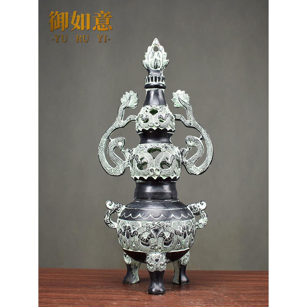 采购产品青铜炉装饰品,古董工艺品,香炉,香炉,葫芦聚宝盆炉装