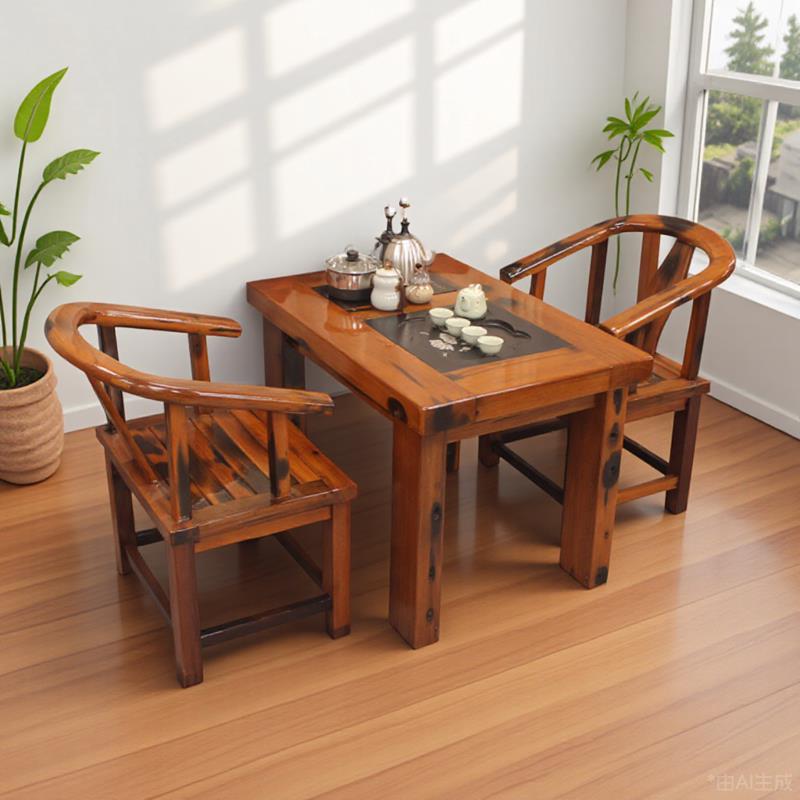 老船木茶桌椅客厅家用实木茶台中式阳台休闲功夫泡茶桌茶几