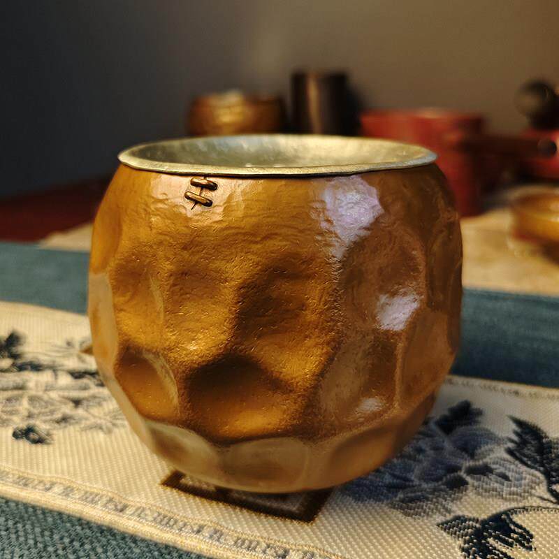 纯手工干泡台复古纯铜锡盖蝌蚪纹建水茶具零配件茶洗水盂茶渣桶