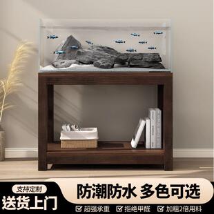 鱼缸专用架子定制实木超强承重80底柜客厅家用定制多层落地置物架