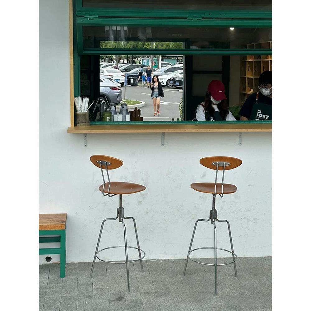 中古实木金属吧台椅子高脚凳简约现代设计师餐厅创意可升降吧台凳,住宅家具,家用高脚椅,淘宝优惠券,粉丝福利购,淘宝优惠卷