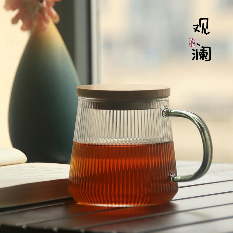 花茶杯耐高温玻璃水杯带把手茶水分离泡茶杯男女办公家用喝水杯子
