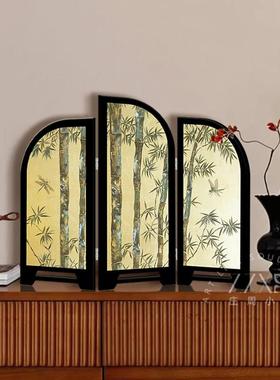 中古风屏风桌面摆件中式入户玄关装饰画客厅电视柜餐厅装饰品摆画