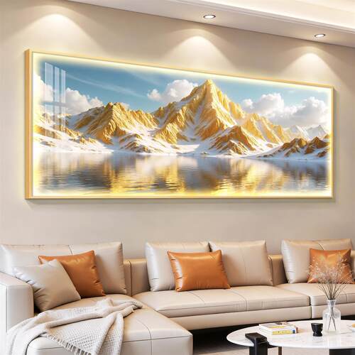 日照金山led灯轻奢客厅装饰画沙发背景墙挂画壁画简约现代高级感