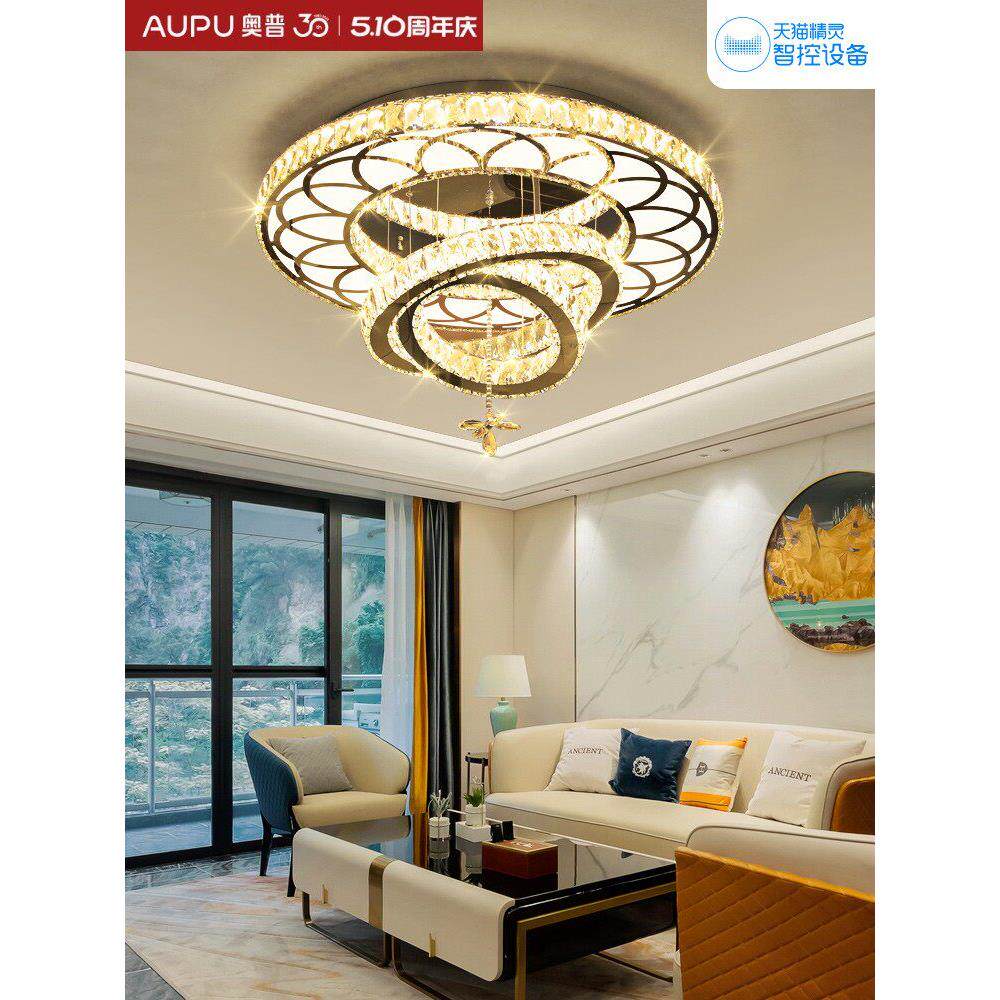 奥普客厅吊灯大灯2025年新款水晶灯现代轻奢豪华大气大厅led吸顶