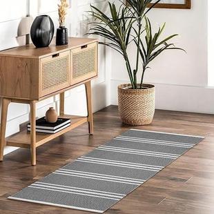 手工编织棉线地垫地毯进门垫床垫边沙发垫可双面使用北欧家居风格