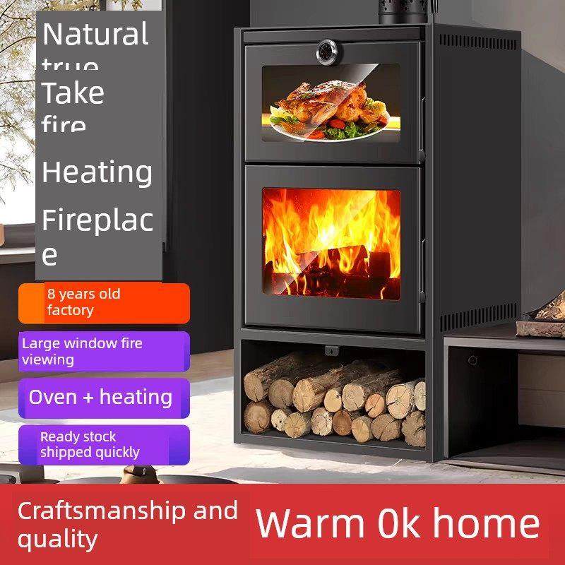 木柴壁炉木柴炉烤炉真火壁炉农村采暖炉房屋取暖燃烧木材黑炉