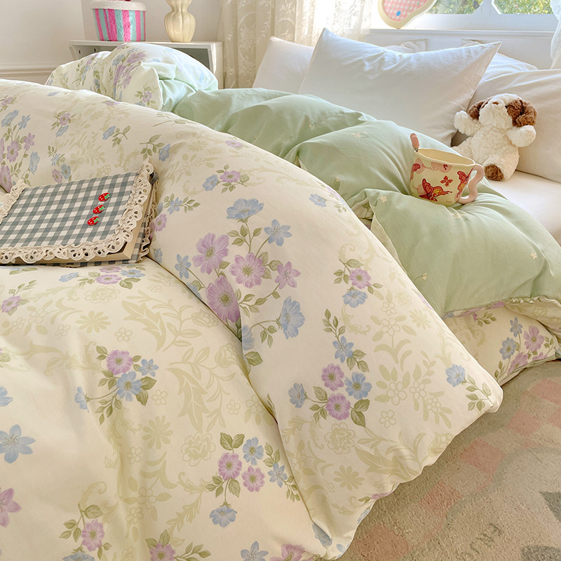 红豆100%纯棉被套单件学生宿舍棉被罩单人全棉被芯罩160*210cm兰