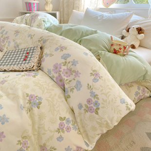 红豆100%纯棉被套单件学生宿舍棉被罩单人全棉被芯罩160 210cm兰