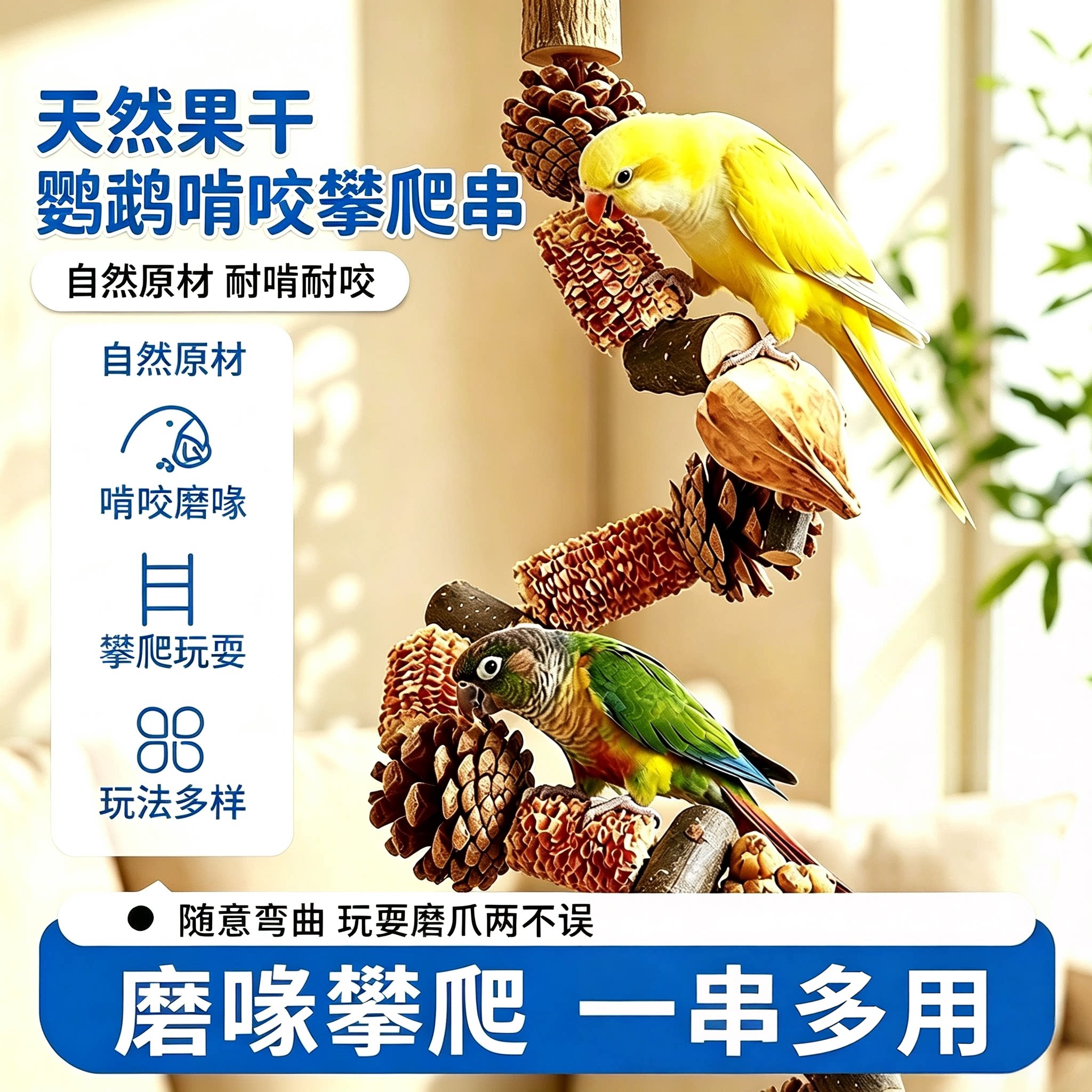 鹦鹉专用干果站杆攀爬架磨嘴磨爪