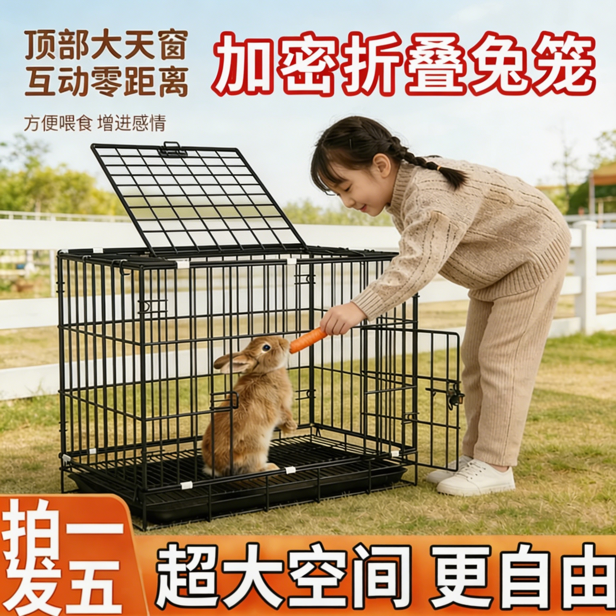 兔笼子家用大号加密带厕所豪华别墅室内专用兔子窝垂耳兔宠物笼子