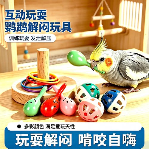 鹦鹉玩具沙锤铃铛藤球互动用品
