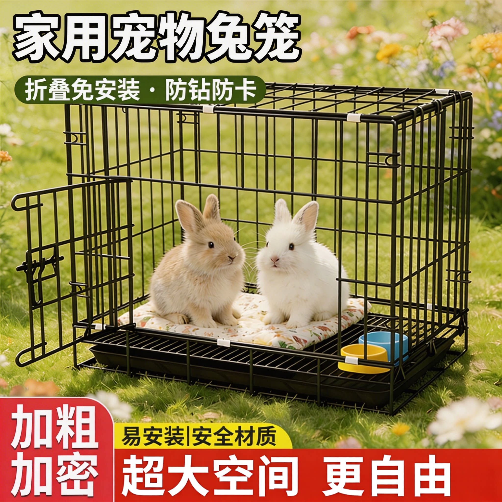 兔子专用笼子！豪华别墅家用大号