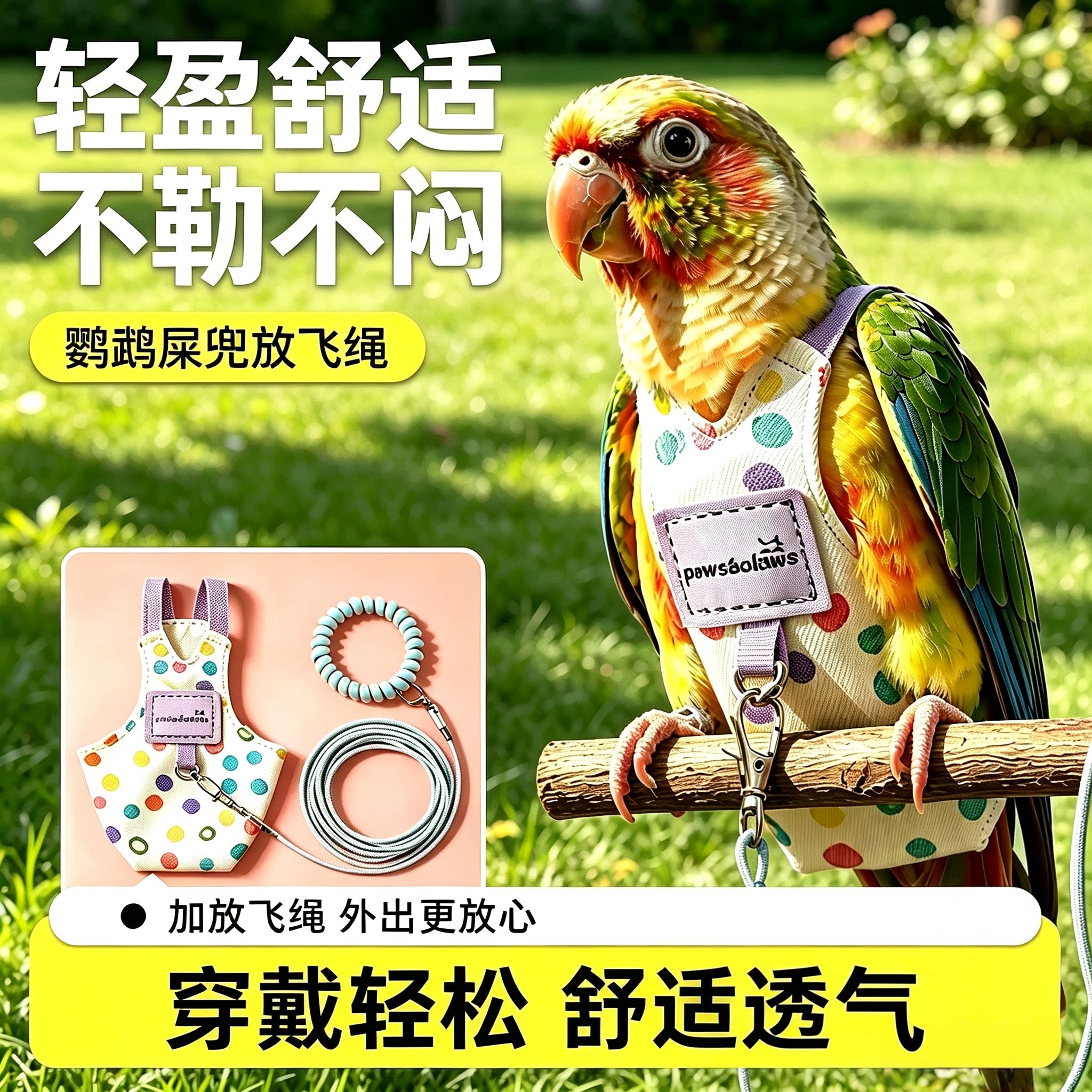 鹦鹉屎兜放飞绳尿不湿轻薄透气