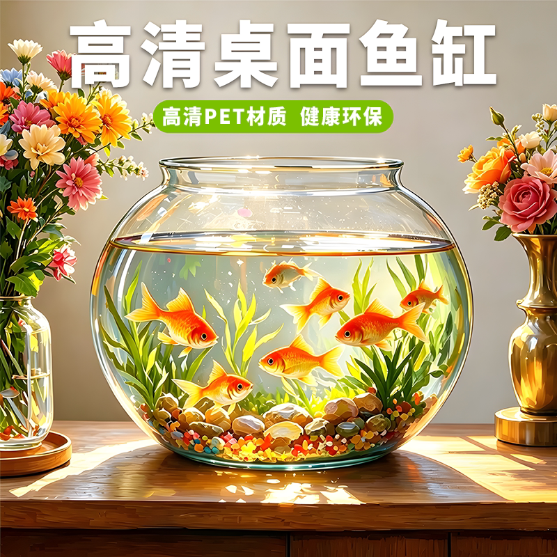鱼缸客厅2026新款!圆形桌面造景