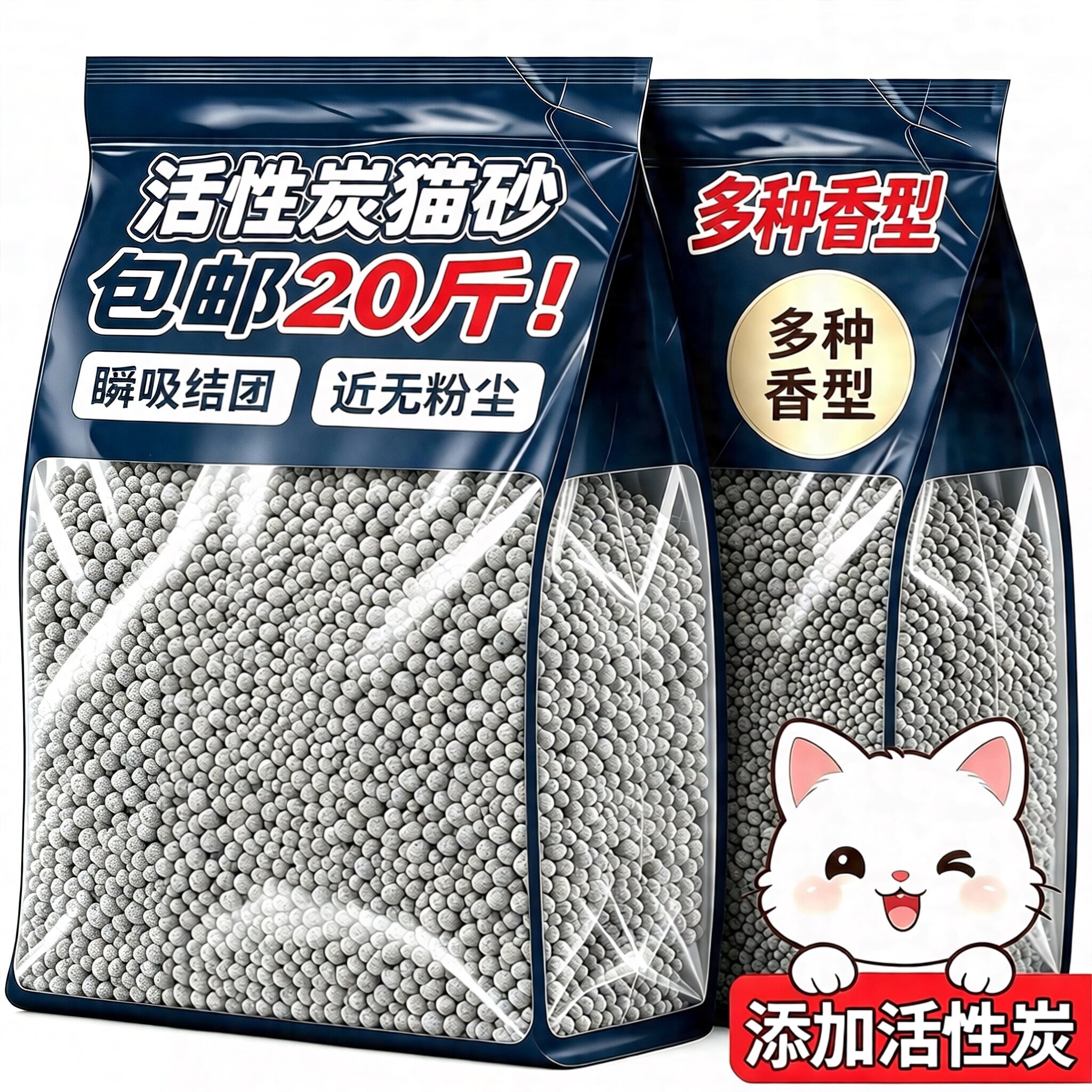 猫砂包邮20公斤!特别添加活性炭
