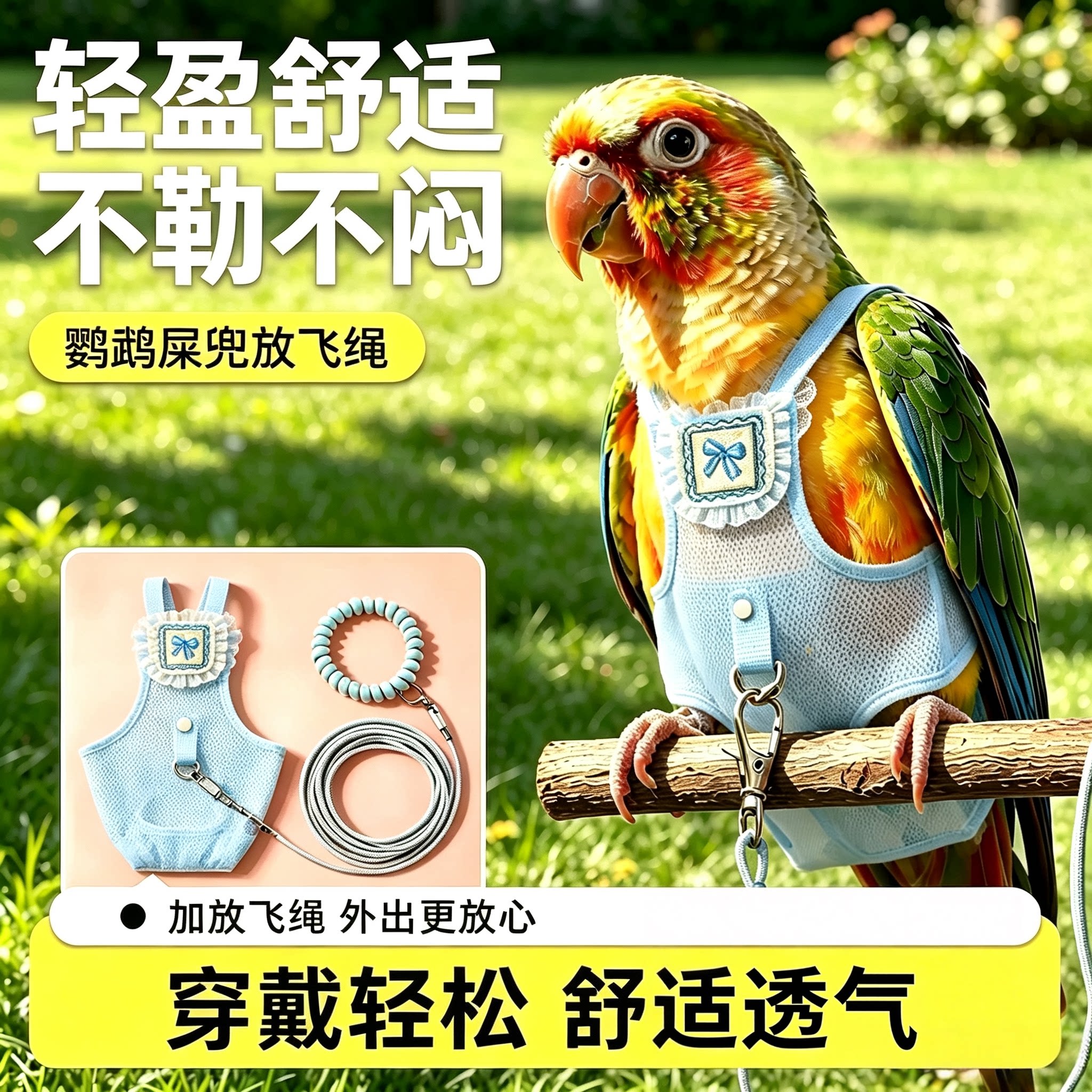 鹦鹉屎兜放飞绳尿不湿轻薄透气