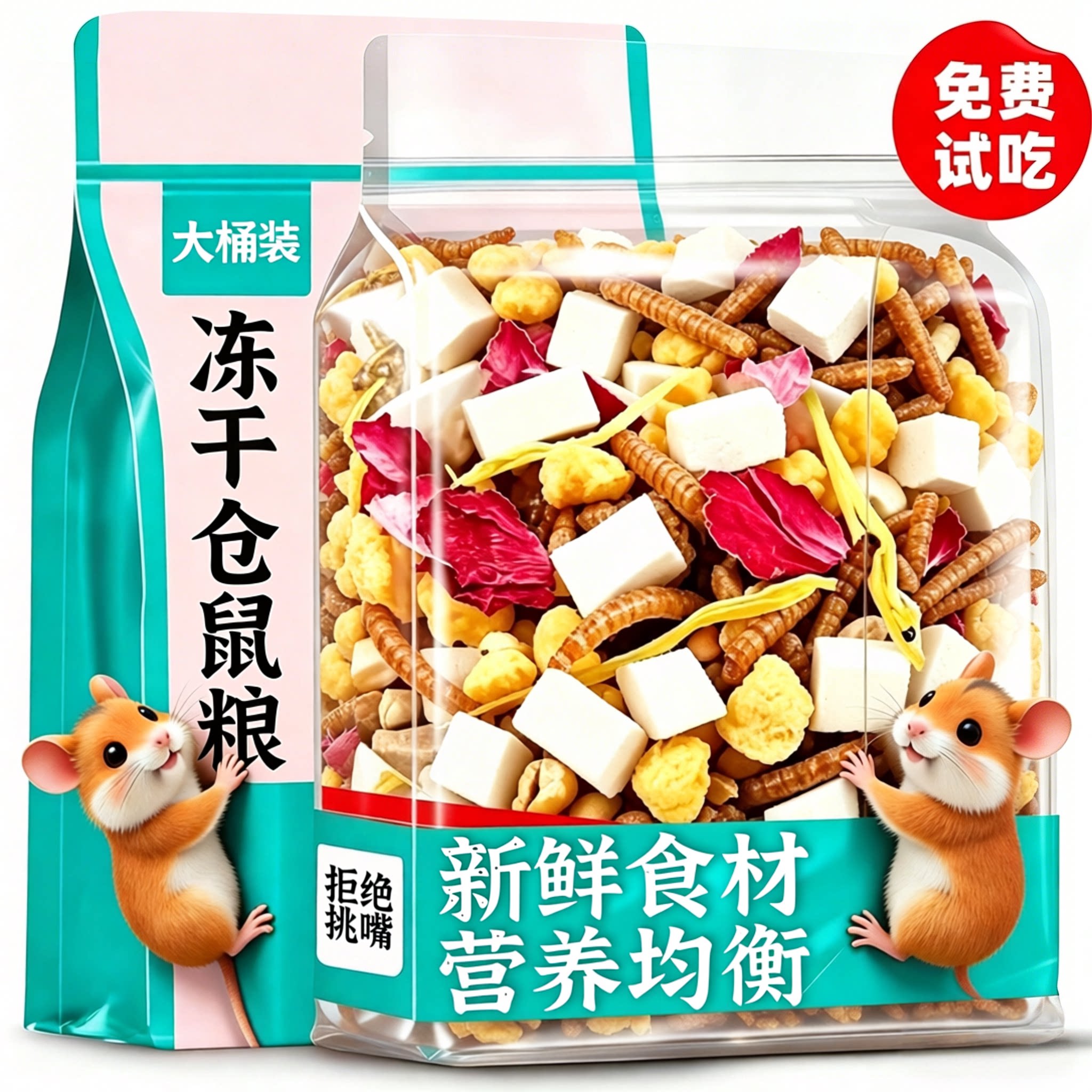 【大桶装】仓鼠冻干粮食饲料齐全