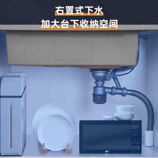 厨房洗菜盆水槽台中下盆大单槽手工优质不锈钢P加厚侧排家用洗碗