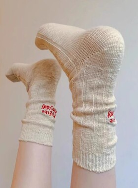 袜子女中筒袜白色堆堆袜