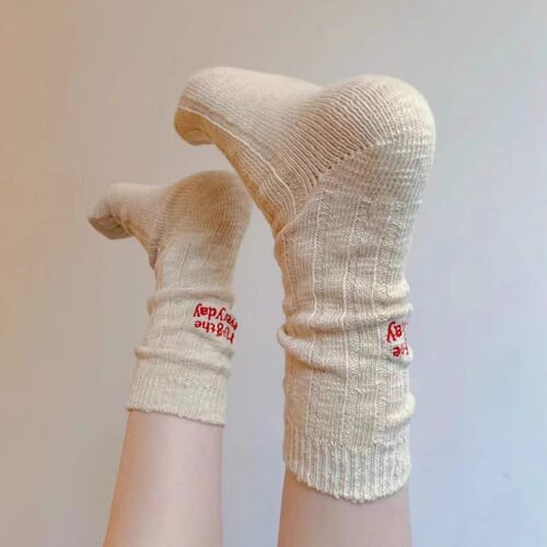 袜子女中筒袜白色堆堆袜