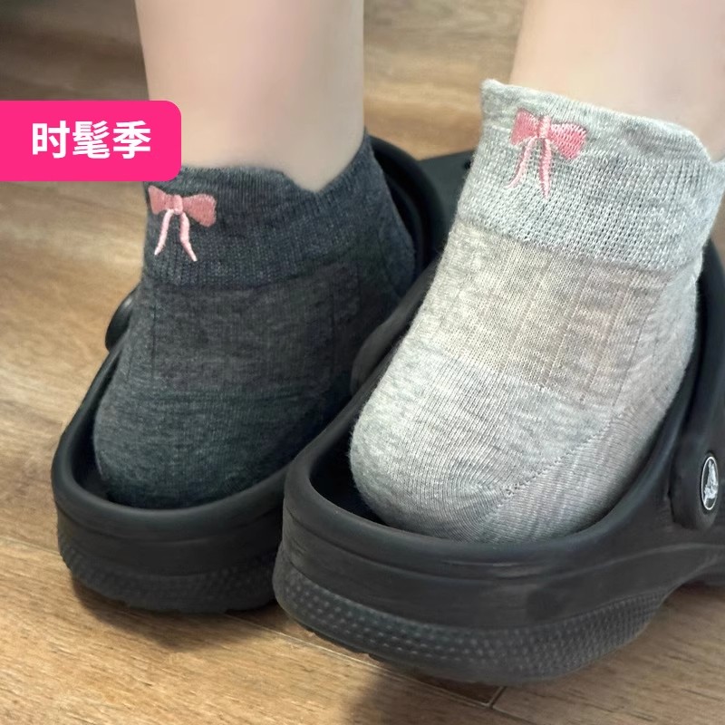 灰色袜子女短袜夏天透气深灰