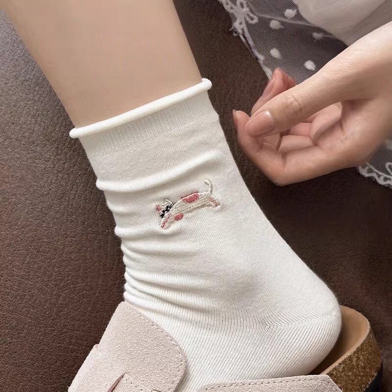 白色袜子女款纯棉春夏季薄款中筒袜2026新款爆款无骨可爱韩系女士