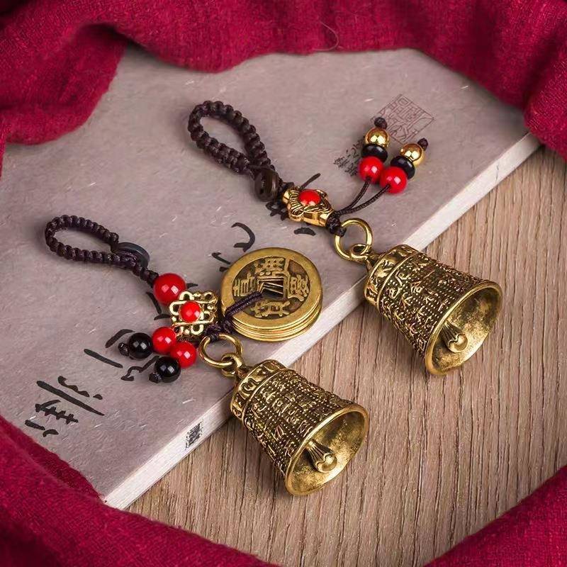 黄铜心经铃铛 一夜生财 龙头口哨 镂空葫芦 如意算盘钥匙扣吊坠