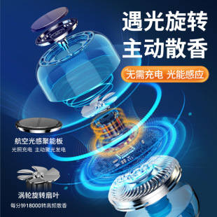 高级感车载香薰香水太阳能旋转汽车香氛摆件创意车用香薰汽车用品