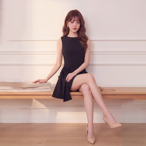 Mamyo Yoo 千金风无袖圆领连衣裙女