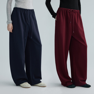 华吉言【莓果裤】休闲百搭宽松抽绳松紧腰镰刀卫裤